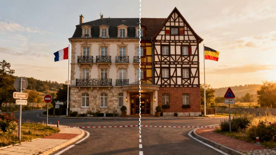 A single hotel in Europe is split between two different nations.